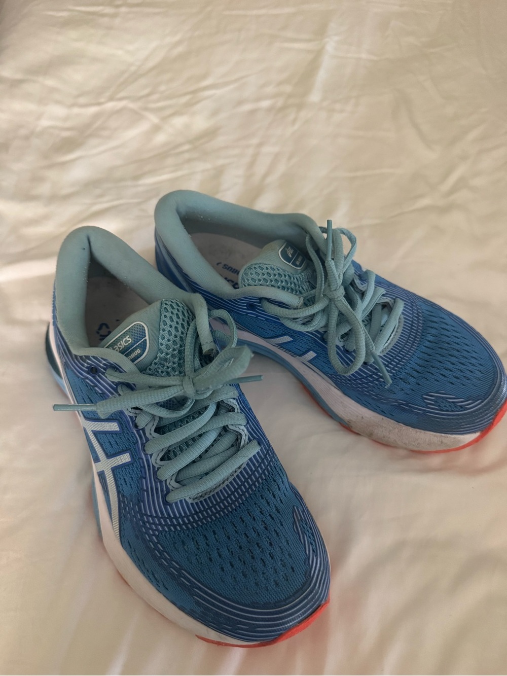 ASICS Women’s Blue and Coral Lace-Up Sneakers Size 5.5